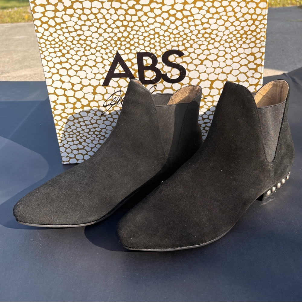 ABS Allen Schwartz Black Suede Ankle Booties
